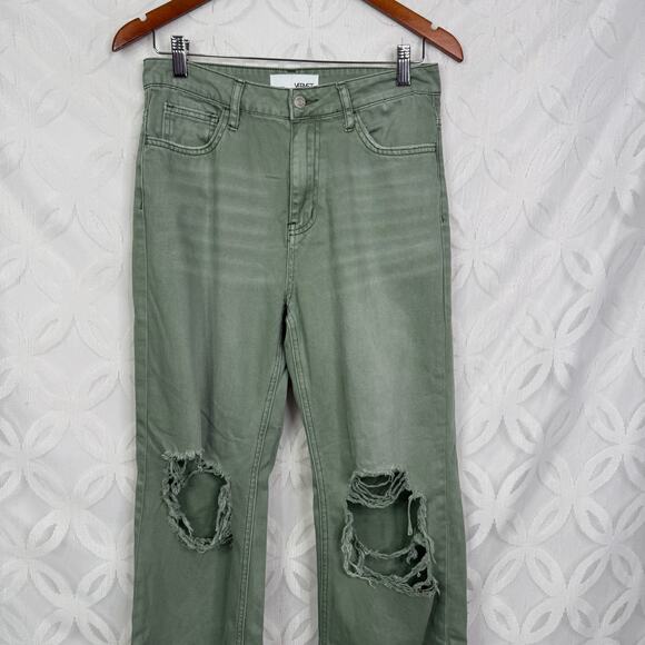 Vervet Super High Rise 90s Vintage Crop Flare Jeans Green Size 27 - Picture 4 of 8